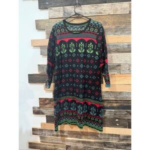 GUDRUN SJODEN boho Lagenlook Multicolor Organic Cotton Floral Dress Size M